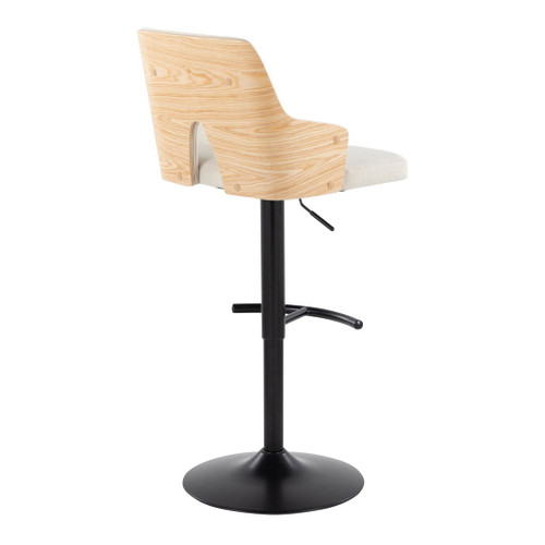 Stella - Adjustable Barstool (Set of 2) - Black Base & Natural Backrest