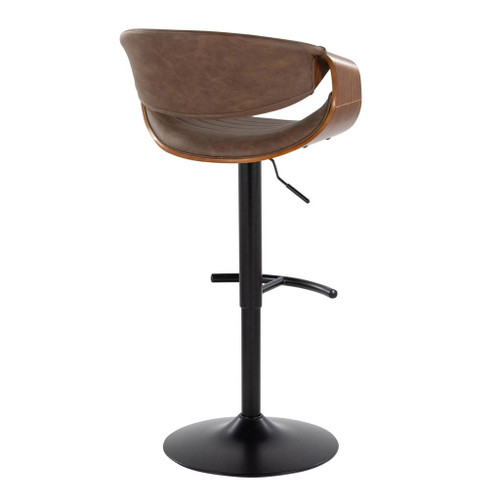 Symphony - Adjustable Barstool (Set of 2) - Black Base And Walnut Backrest