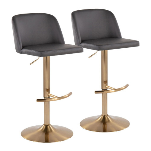 Toriano - Adjustable Barstool (Set of 2) - Gold Base