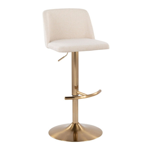 Toriano - Adjustable Barstool (Set of 2) - Gold Base