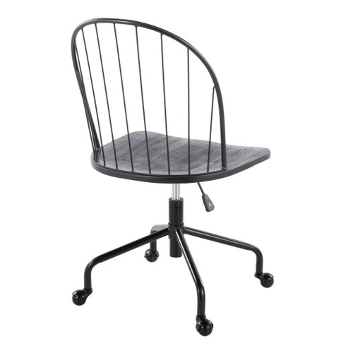 Riley - Adjustable High Back Office Chair - Black Metal And Black Wood