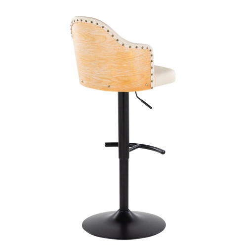 Ahoy - Adjustable Barstool With Cream Faux Leather Seat (Set of 2)