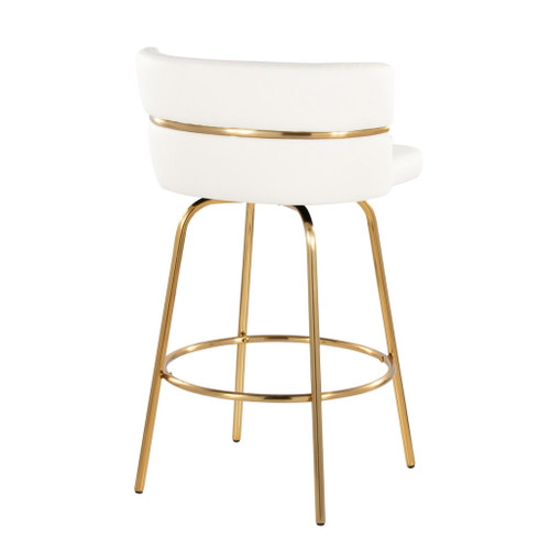 Cinch - 26" Fixed-Height Counter Stool With Swivel - Gold Metal Base (Set of 2)