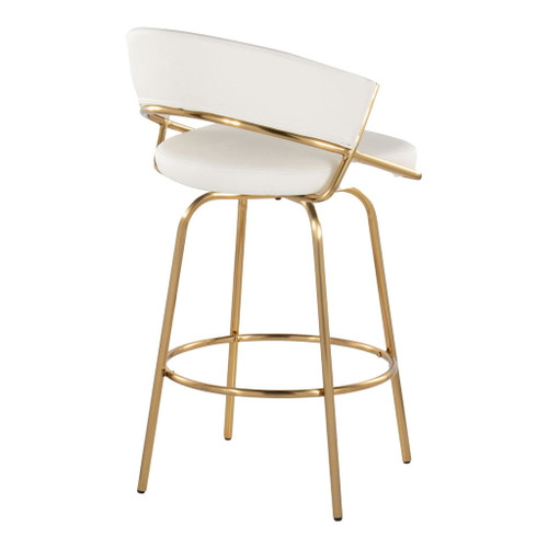 Jie - Fixed-Height Counter Stool With Swivel - Gold Metal (Set of 2)