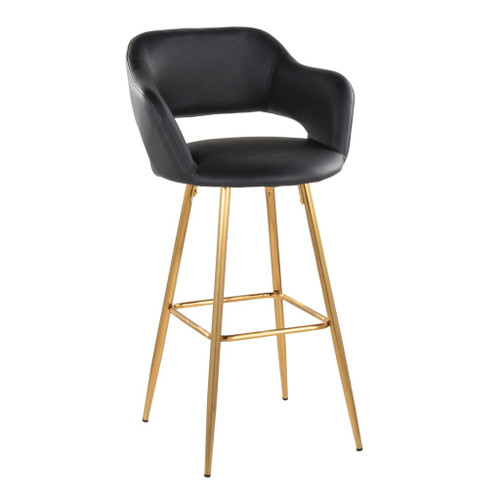 Margarite - 30" Fixed-Height Barstool - Gold Metal (Set of 2)