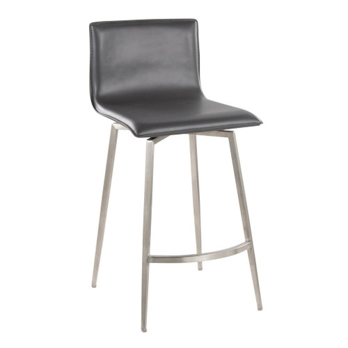 Mason - 26" Upholstered Fixed-Height Counter Stool With Swivel (Set of 2) - Stainless Steel