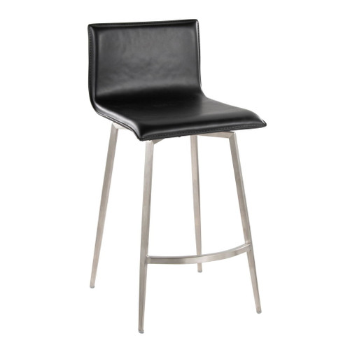 Mason - 26" Upholstered Fixed-Height Counter Stool With Swivel (Set of 2) - Stainless Steel