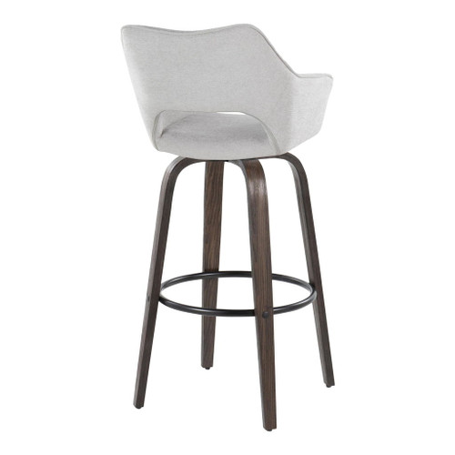 Mustang - 30" Fixed-Height Barstool With Swivel - Walnut Glazed Wood (Set of 2)