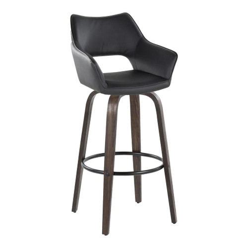 Mustang - 30" Fixed-Height Barstool With Swivel - Walnut Glazed Wood (Set of 2)