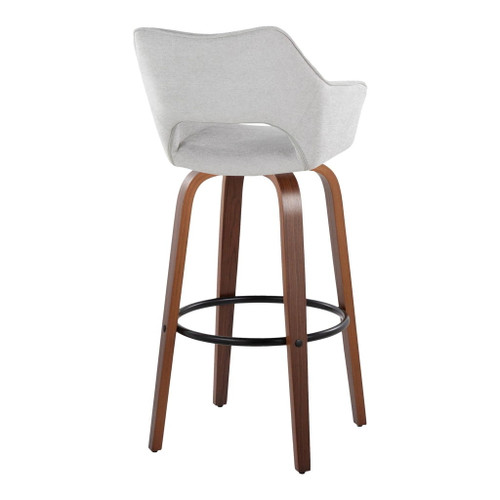 Mustang - 30" Fixed-Height Barstool With Swivel - Walnut Wood (Set of 2)