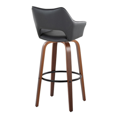 Mustang - 30" Fixed-Height Barstool With Swivel - Walnut Wood (Set of 2)