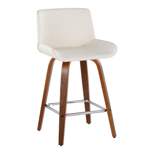 Santi - 25" Fixed-Height Counter Stool With Swivel - Walnut Wood (Set of 2)