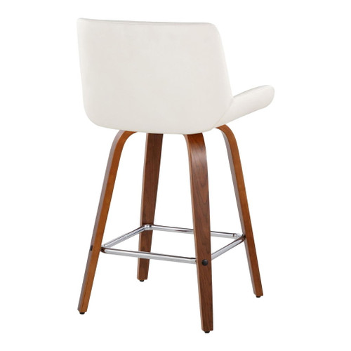 Santi - 25" Fixed-Height Counter Stool With Swivel - Walnut Wood (Set of 2)