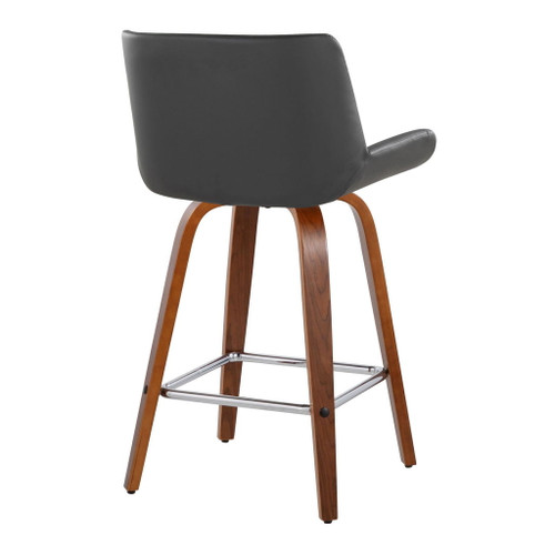 Santi - 25" Fixed-Height Counter Stool With Swivel - Walnut Wood (Set of 2)
