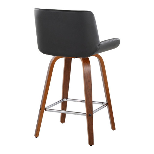 Santi - 25" Fixed-Height Counter Stool With Swivel - Walnut Wood (Set of 2)