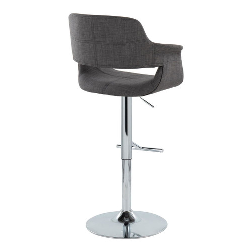 Vintage Flair - Adjustable Swivel Barstool (Set of 2) - Charcoal Fabric Seat