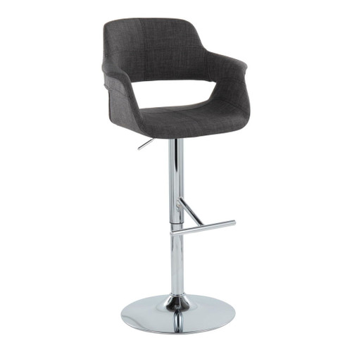 Vintage Flair - Adjustable Swivel Barstool (Set of 2) - Charcoal Fabric Seat