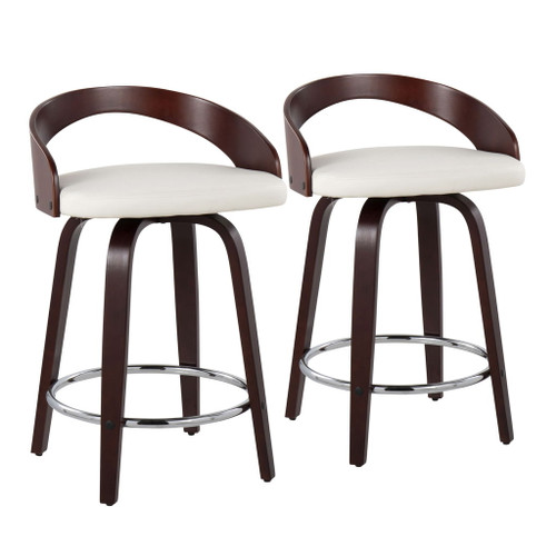 Grotto - Counter Stool With Swivel And White Faux Leather