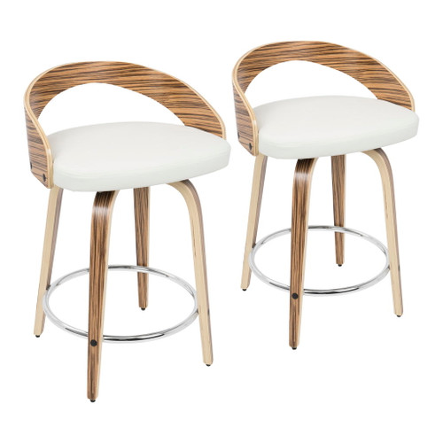 Grotto - Counter Stool With Swivel And White Faux Leather