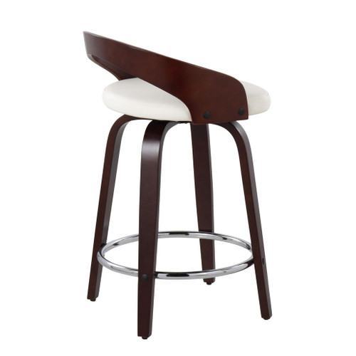 Grotto - Counter Stool With Swivel And White Faux Leather
