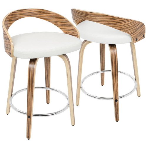 Grotto - Counter Stool With Swivel And White Faux Leather