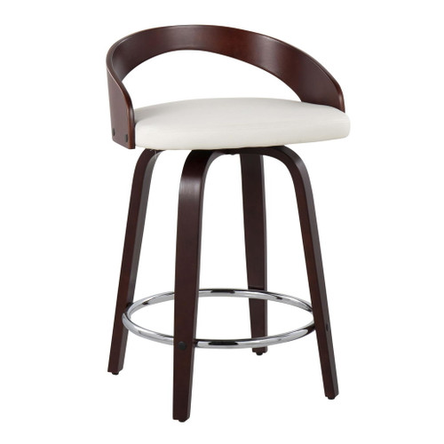 Grotto - Counter Stool With Swivel And White Faux Leather