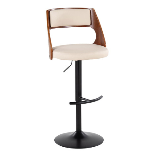 Cecina - Adjustable Barstool With Swivel And Rounded T Footrest (Set of 2) - Black Metal, Walnut Wood