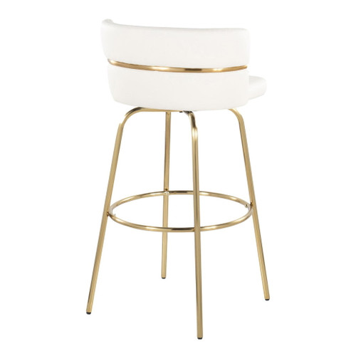 Cinch - 30" Fixed-Height Barstool With Swivel And Round Footrest (Set of 2) - Gold Metal