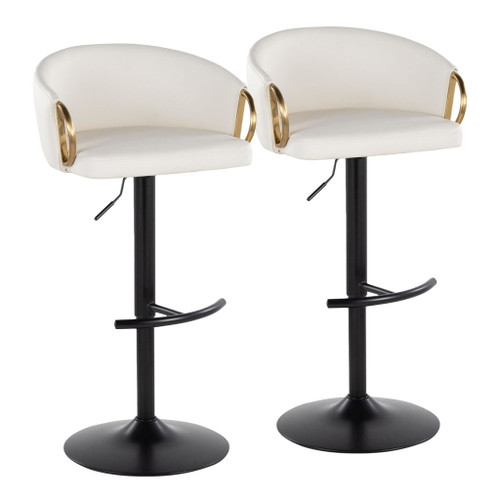 Claire - Adjustable Barstool With Rounded T Footrest (Set of 2) - Black Metal With Gold Metal Accent