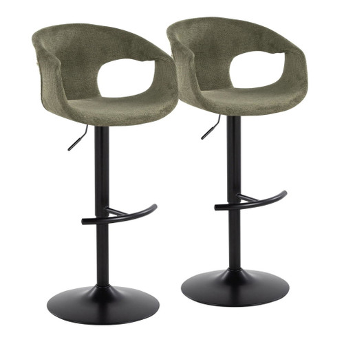 Curvo - Adjustable Barstool With Rounded T Footrest (Set of 2) - Black Metal
