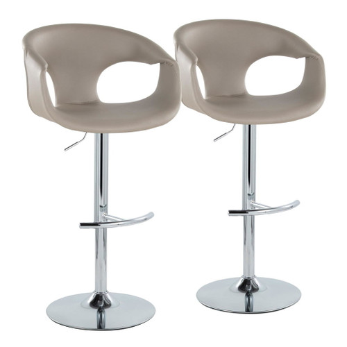 Curvo - Adjustable Barstool With Rounded T Footrest (Set of 2) - Chrome Metal