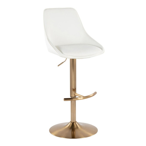 Diana - Adjustable Barstool With Rounded T Footrest (Set of 2) - Gold Metal