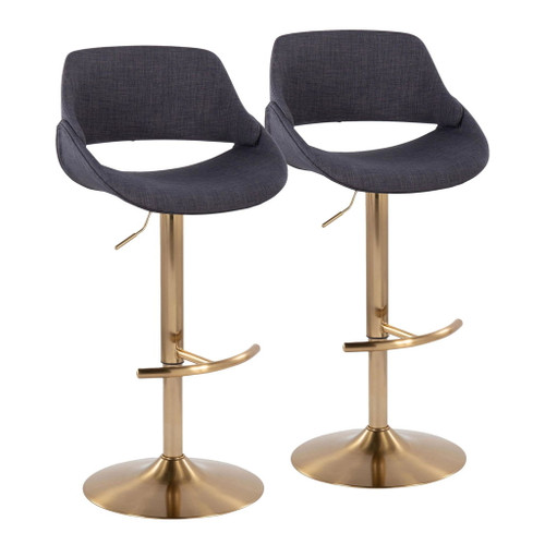 Fabrizzi - Adjustable Barstool With Swivel And Rounded T Footrest (Set of 2) - Gold Metal