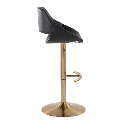 Fabrizzi - Adjustable Barstool With Swivel And Rounded T Footrest (Set of 2) - Gold Metal