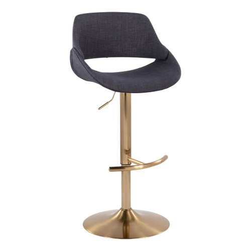 Fabrizzi - Adjustable Barstool With Swivel And Rounded T Footrest (Set of 2) - Gold Metal