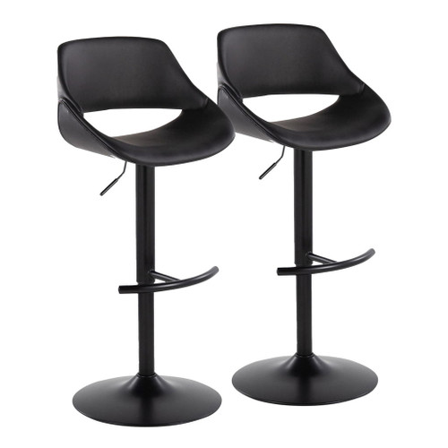 Fabrizzi - Adjustable Barstool With Rounded T Footrest (Set of 2) - Black Metal