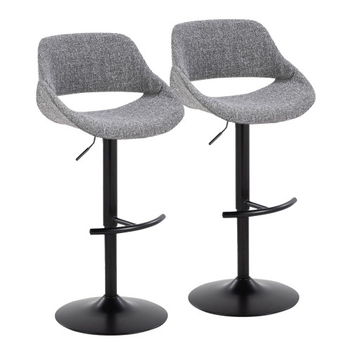 Fabrizzi - Adjustable Barstool With Rounded T Footrest (Set of 2) - Black Metal
