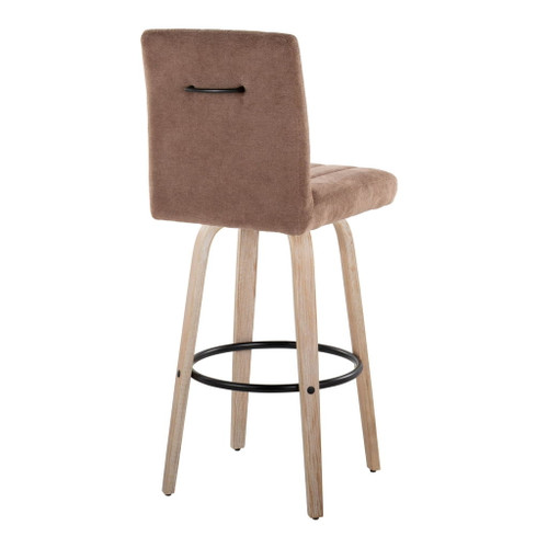 Hannah - 30" Fixed-Height Barstool With Swivel And Round Black Metal Footrest (Set of 2) - Whitewashed Wood