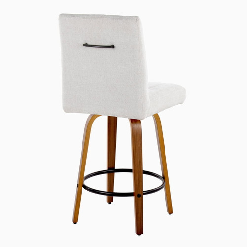 Hannah - 26" Fixed-Height Counter Stool With Swivel And Round Black Metal Footrest (Set of 2) - Walnut Wood