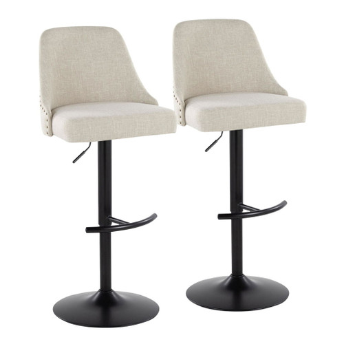 Marcel - Adjustable Barstool With Rounded T Footrest (Set of 2) - Black Metal