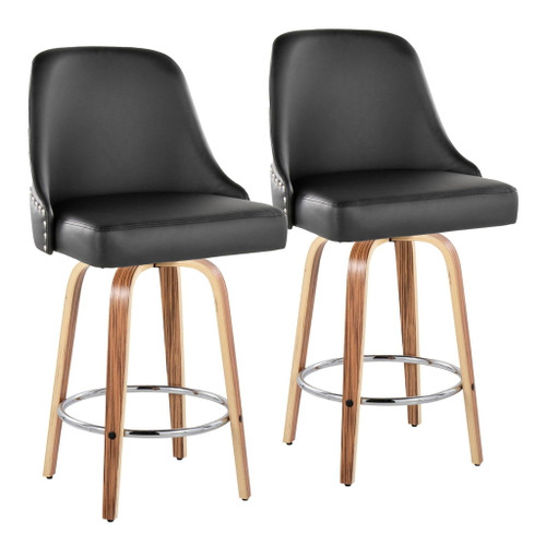 Marcel - Studded-Transitional Fixed-Height Swivel Counter Stool (Set of 2)