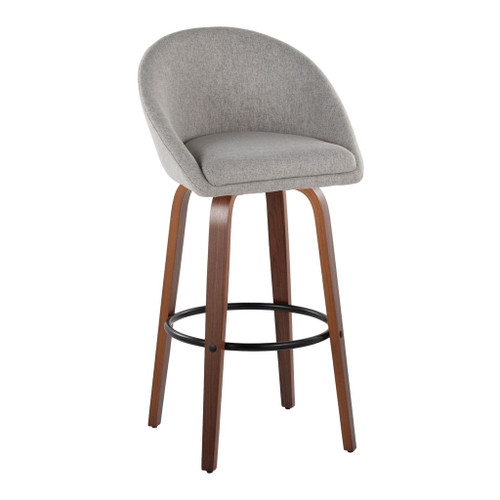 Matisse - 30" Highback Fixed-Height Barstool With Round Black Metal Footrest (Set of 2) - Walnut Wood