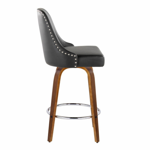 Marcel - 27" Fixed-Height Counter Stool With Black Faux Leather (Set of 2)