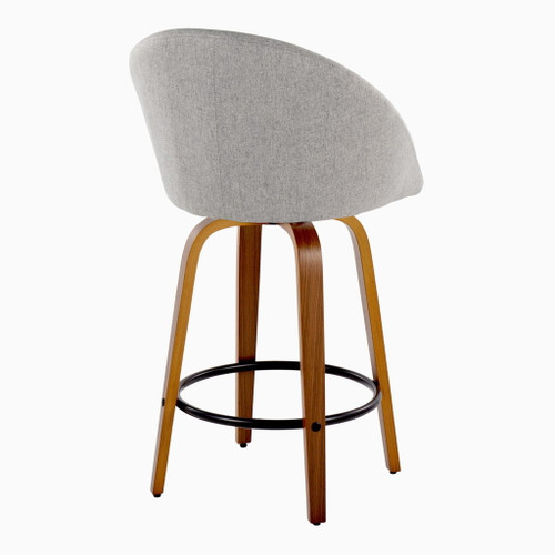 Matisse - 26" Highback Fixed-Height Counter Stool With Swivel And Round Black Metal Footrest (Set of 2) - Walnut Wood