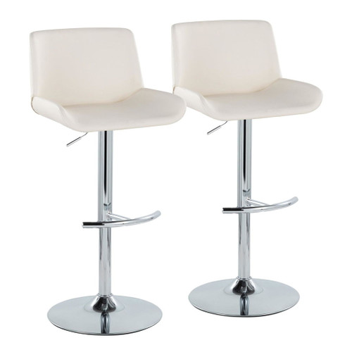 Santi - Upholstered Adjustable Barstool With Swivel And Rounded T Footrest (Set of 2) - Chrome Metal