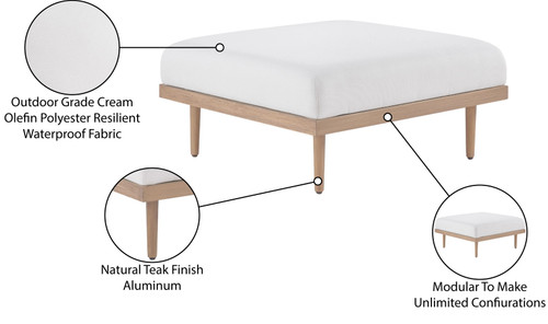 Laguna - Resilient Water Resistant Fabric Upholstered Outdoor Patio Modular Ottoman