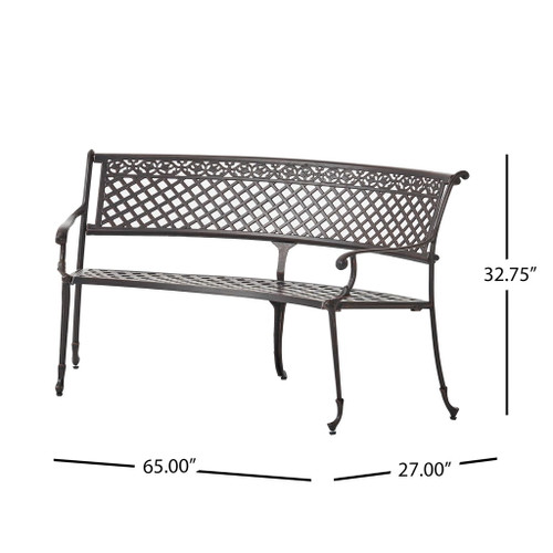 Sector - Bench With Curved Design And Diamond Cross Seat - Copper