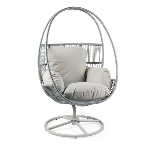 Reno - Outdoor Wicker Swivel Lounge Chair - Light Gray