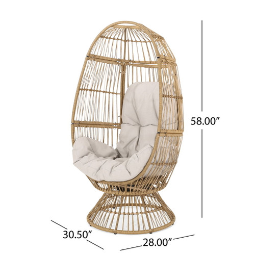 Patio Swivel Basket Egg Chair With Cushion