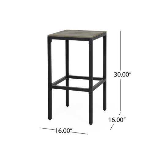 Outdoor Bar Stool With Slat Design And Metal Frame (Set of 2)